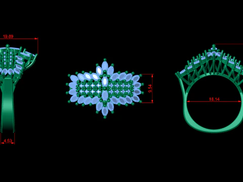 Jewelry marquise Ring 3D Print Model