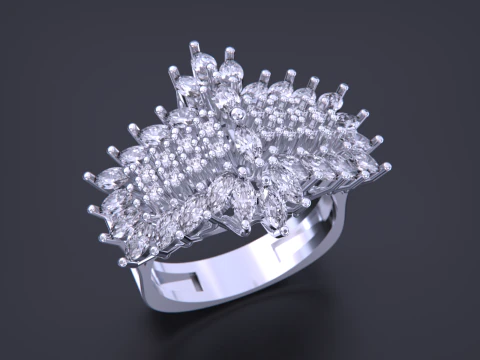 Jewelry marquise Ring 3D Print Model