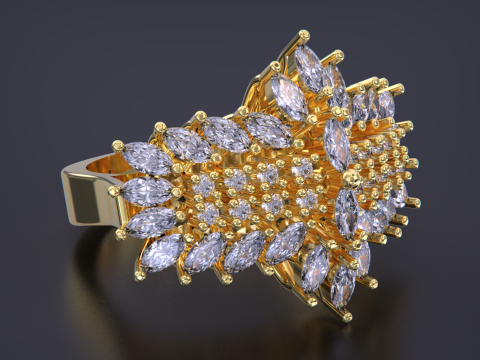 Jewelry marquise Ring 3Dプリントモデル