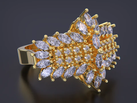 Jewelry marquise Ring 3D Print Model