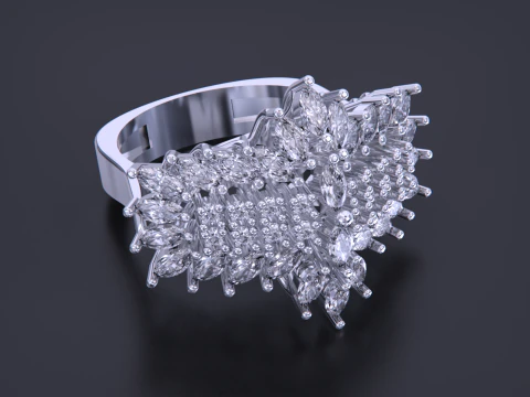 Jewelry marquise Ring 3D Print Model