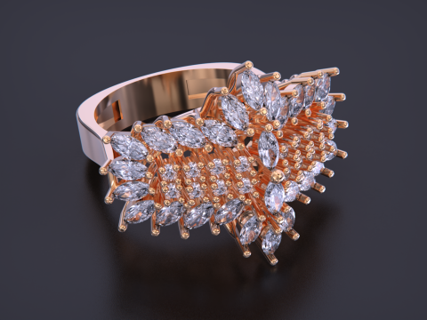 Jewelry marquise Ring 3Dプリントモデル