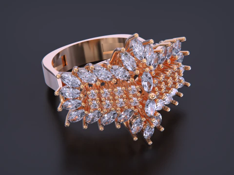 Jewelry marquise Ring 3D Print Model