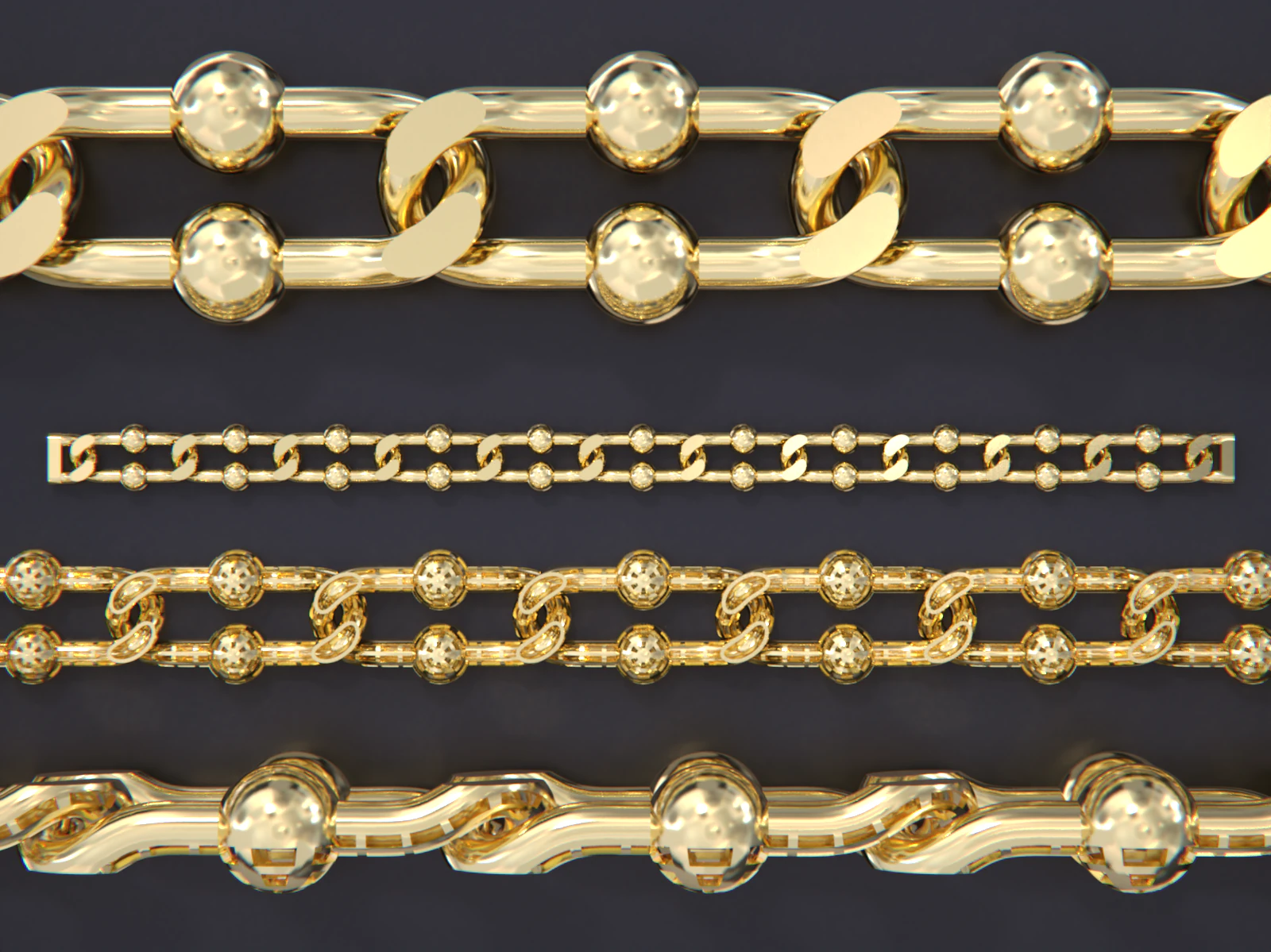 Tiffany Chain link Bracelet- Lightweight 3D Print Model .c4d .max .obj .3ds .fbx .stl .blend