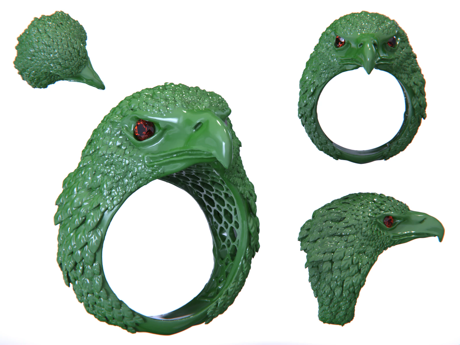 Eagle ring 3D Print Model .c4d .max .obj .3ds .fbx .stl .blend