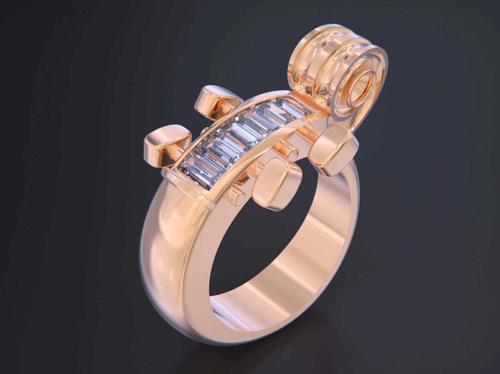 Cello Ring 3D Print Model .c4d .max .obj .3ds .fbx .stl .blend 