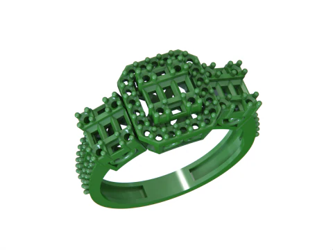Emerald Cut Ring 3D Print Model