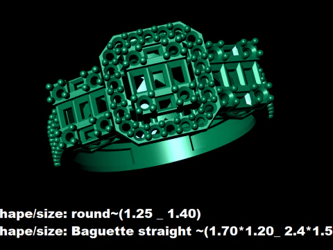Emerald Cut Ring 3D Print Model