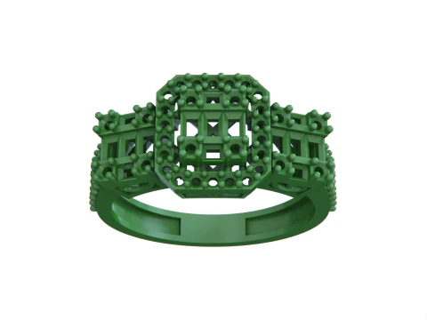 Emerald Cut Ring 3D Print Model