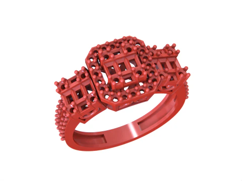 Emerald Cut Ring 3D Print Model