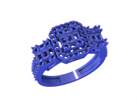 Emerald Cut Ring 3D Print Model