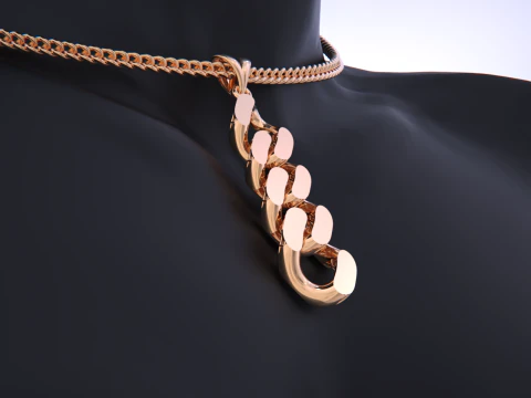 Cuban Link Chain Earrings-Pendant 3D Print Model