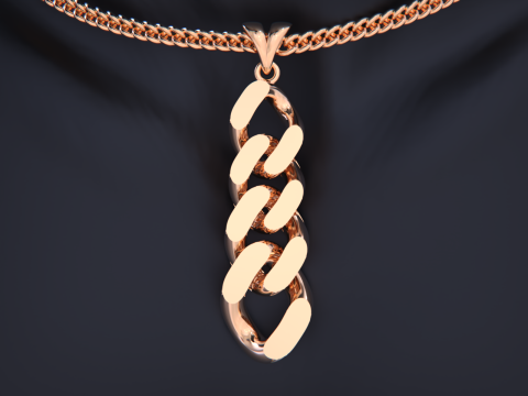 Cuban Link Chain Earrings-Pendant 3D Принт Модель
