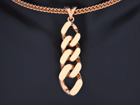 Cuban Link Chain Earrings-Pendant 3D Print Model