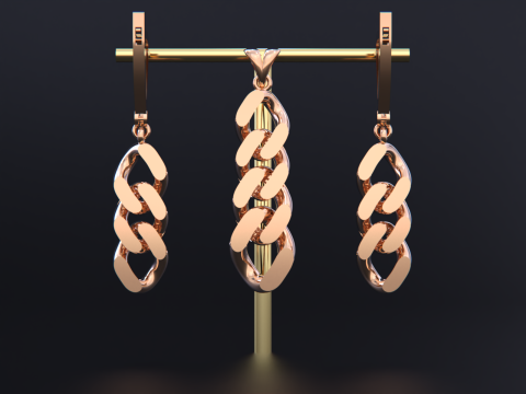 Cuban Link Chain Earrings-Pendant 3D Принт Модель