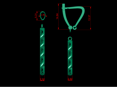 Cuban Link Chain Earrings-Pendant 3D Принт Модель
