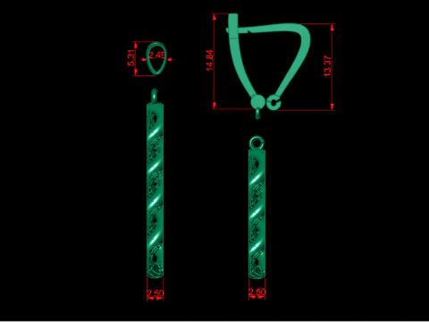 Cuban Link Chain Earrings-Pendant 3D Print Model