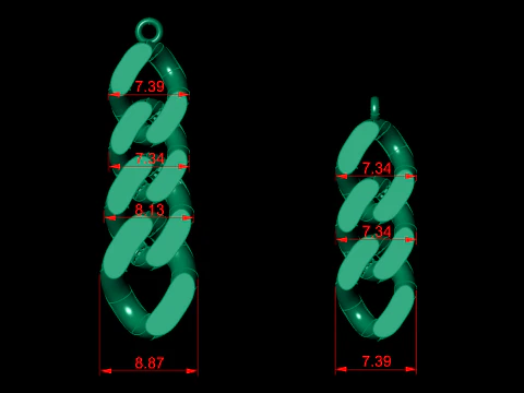 Cuban Link Chain Earrings-Pendant 3D Print Model