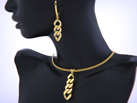 Cuban Link Chain Earrings-Pendant 3D Print Model