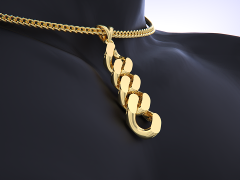 Cuban Link Chain Earrings-Pendant 3D Принт Модель