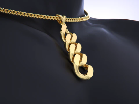 Cuban Link Chain Earrings-Pendant 3D Print Model