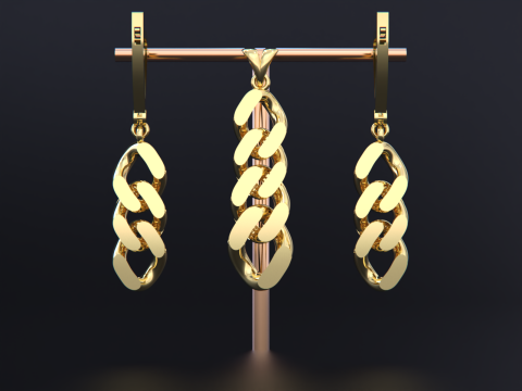 Cuban Link Chain Earrings-Pendant 3D Принт Модель