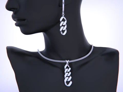 Cuban Link Chain Earrings-Pendant 3D Print Model