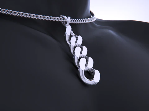 Cuban Link Chain Earrings-Pendant 3D Print Model