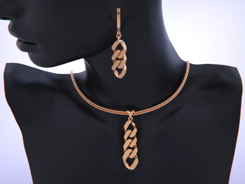 Cuban Link Chain Earrings-Pendant 3D Print Model