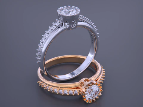 Anello con diamante solitario Modello di stampa 3D