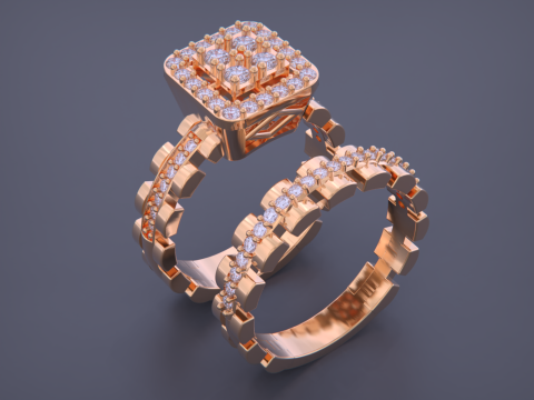 Band Jewelry Ring Set 3D Print Model