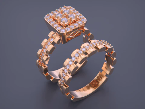 Set Cincin Perhiasan Pita Model Cetak 3D