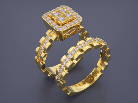 Band Jewelry Ring Set 3D Print Model