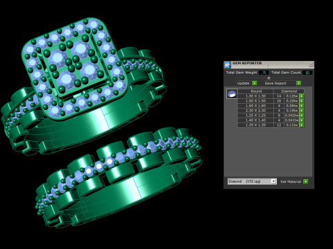戒指首饰戒指套装 3D 打印模型
