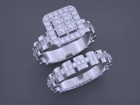 Band Jewelry Ring Set 3D Print Model
