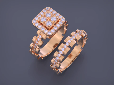 Band Jewelry Ring Set 3D Print Model