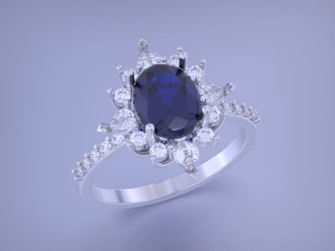 Bague Diamant Ovale Modèles 3D en vedette