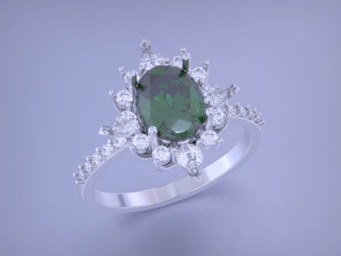 Oval Diamond Ring 3D Print Model