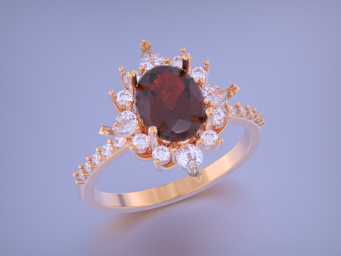 Oval Diamond Ring 3D 프린트 모델