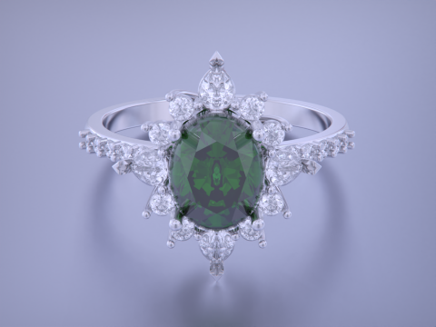 Oval Diamond Ring 3D 프린트 모델