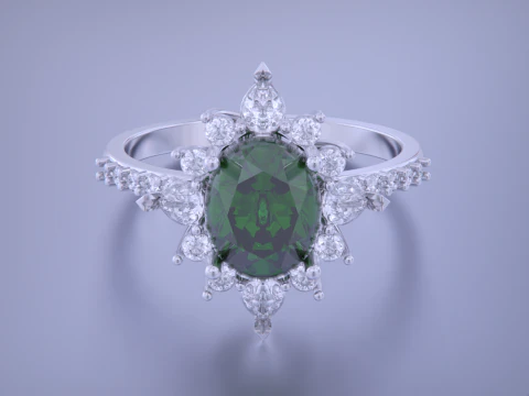 Oval Diamond Ring 3D Print Model