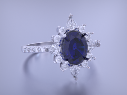 Oval Diamond Ring 3D 프린트 모델