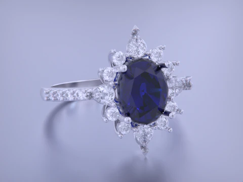Oval Diamond Ring 3D Print Model
