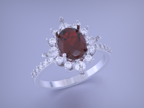 Oval Diamond Ring 3D 프린트 모델