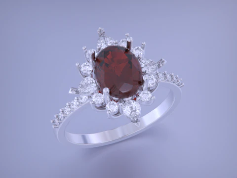 Oval Diamond Ring 3D Print Model