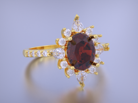 Oval Diamond Ring 3D 프린트 모델