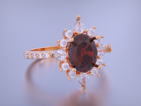 Oval Diamond Ring 3D 프린트 모델