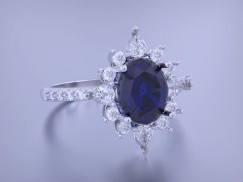 Oval Diamond Ring 3D Print Model