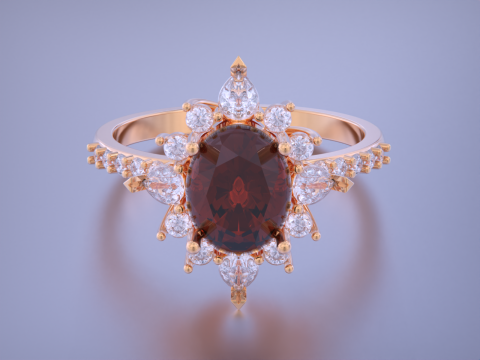 Oval Diamond Ring 3D 프린트 모델