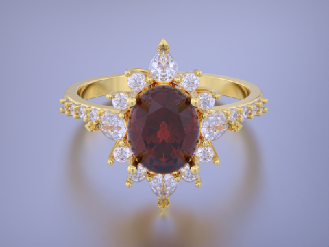 Oval Diamond Ring 3D 프린트 모델